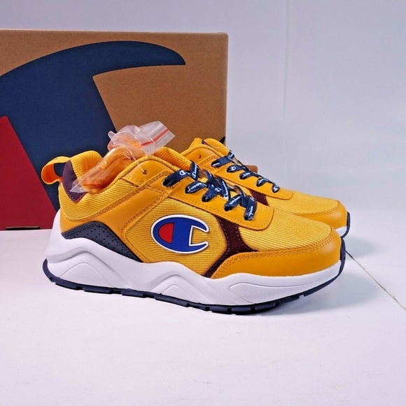 NEW Champion 93Eighteen Block Sneakers Gold/Burgundy - Picture 1 of 7